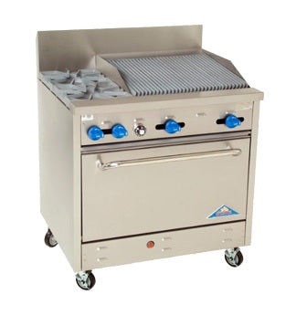 Comstock-Castle, F330-2RB, Range, 36", 2 Burners, 24" Charbroiler