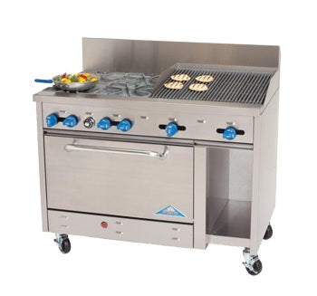 Comstock-Castle, F3430-2RB, Range, 48", 4 Open Burners, 24" Charbroiler
