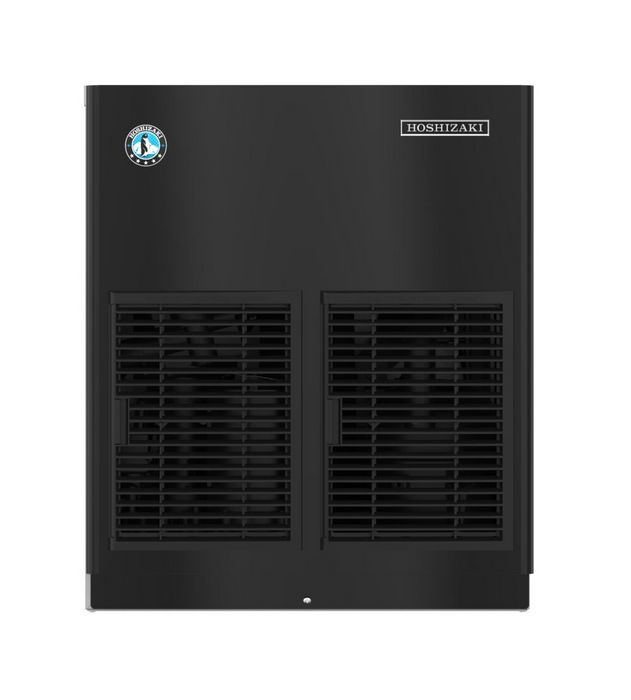 Hoshizaki cubelet ice machine with gloss black vinyl front and stainless steel sides