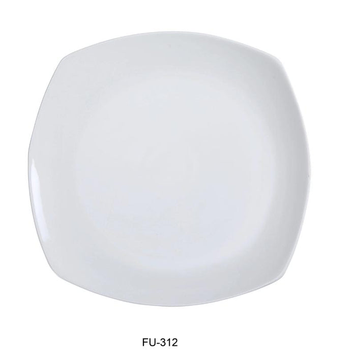 Yanco FU-312 Fuji 12″ Square Flat Plate, Porcelain, Bone White (1Dz)