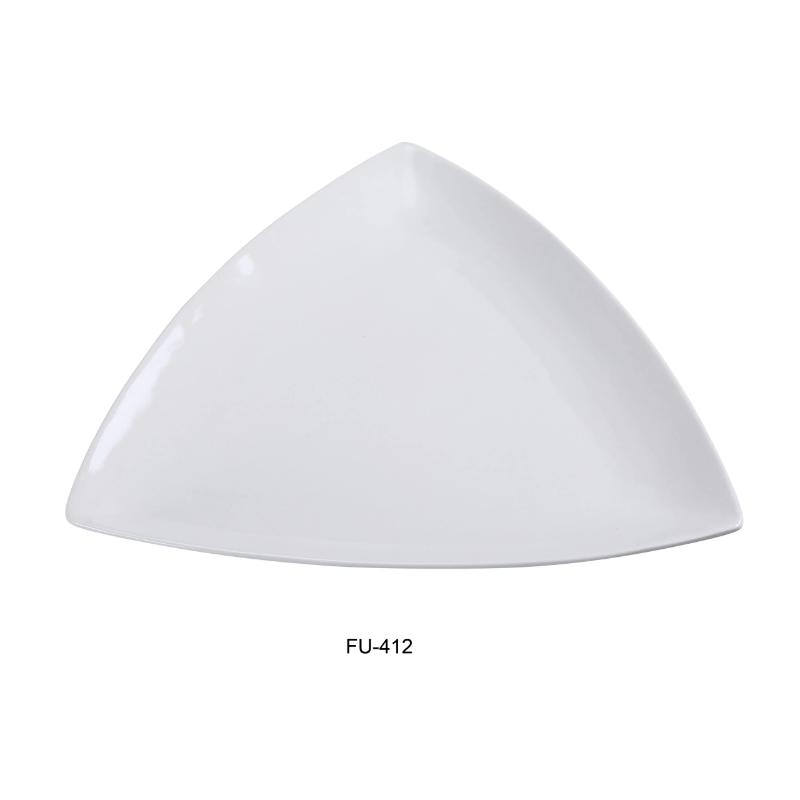 Yanco FU-412 Fuji 12″ Triangle Plate, Porcelain, Bone White (1Dz)