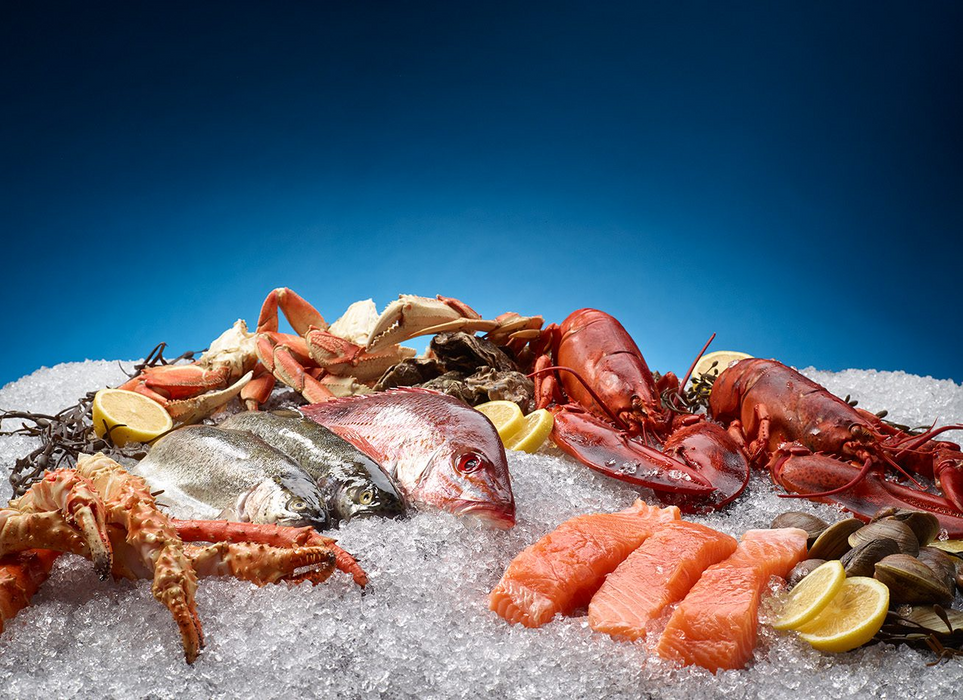 Flaked ice output from Hoshizaki for seafood displays