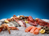 Hoshizaki F-1501MAJ ice maker producing flaked ice for seafood displays