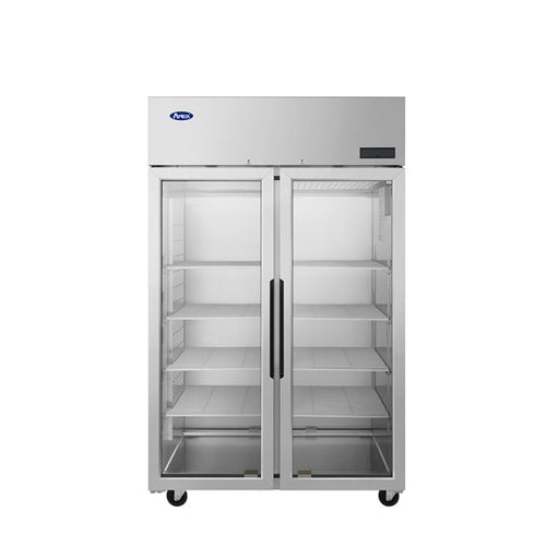 Atosa Plus Two Section Pass-Thru Refrigerator with Front Glass Doors and Rear Solid Doors
