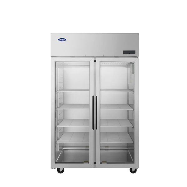 Atosa Plus Two Section Pass-Thru Refrigerator with Front Glass Doors and Rear Solid Doors