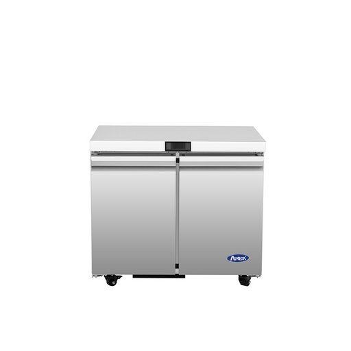 Atosa AUR36SD 36-inch stainless steel undercounter refrigerator for commercial kitchen use.