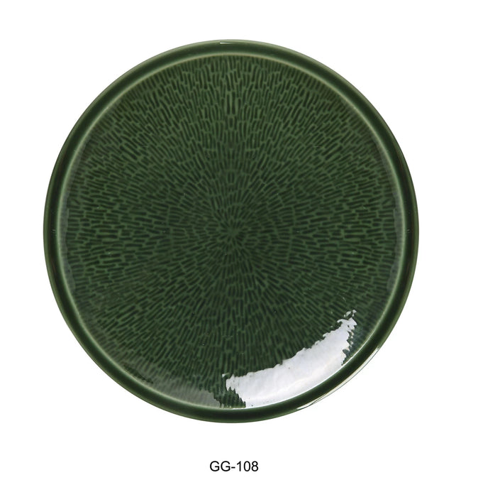 Yanco GG-108  Deep Round Plate Ceramic Green Gem Dinner Plate Pack of 36 (3Dz)