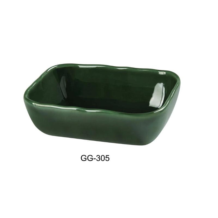 Yanco GG-305 Rectangular Bowl 10 OZ Ceramic Green Gem Salad Bowl Pack of 36 (3Dz)