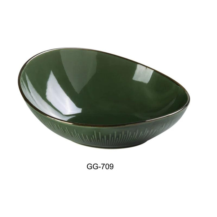 Yanco GG-709  36 OZ Ceramic Green Gem Sheer Bowl, Pack of 12 (1Dz)