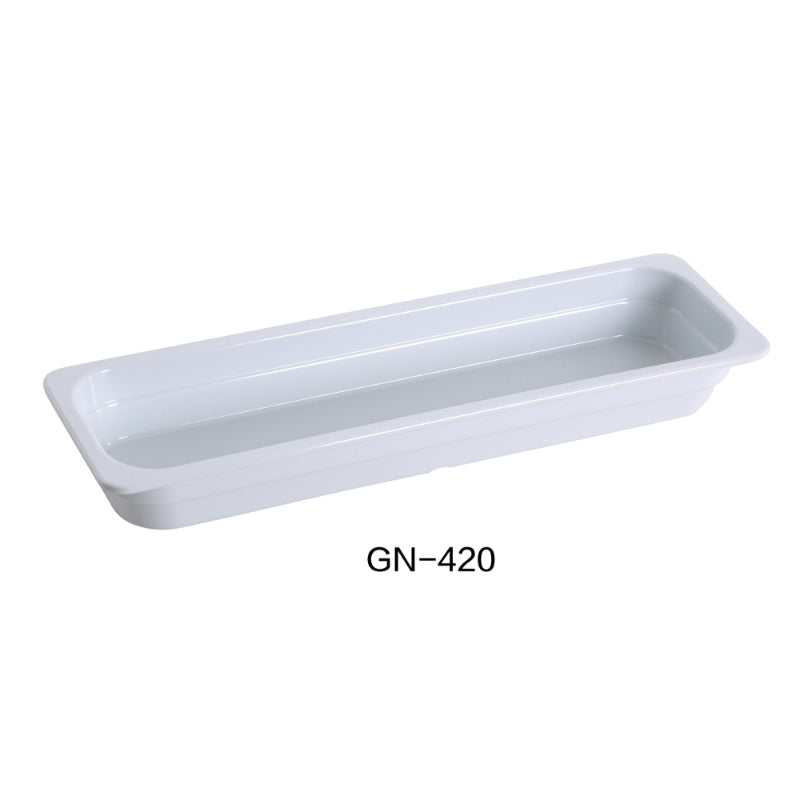 Yanco GN-420, 20.87" X 6.38" X 2.56", GN Pan 2/4, 3 Liter, White, Melamine , Pack of 36 ( 3 Dz )