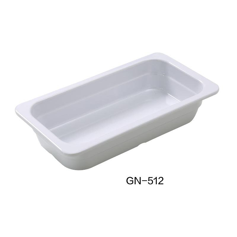 Yanco GN-512, 12.8" X 6.93" X 2.56", GN Pan 1/3, 2 Liter, White, Melamine , Pack of 72 ( 6 Dz )