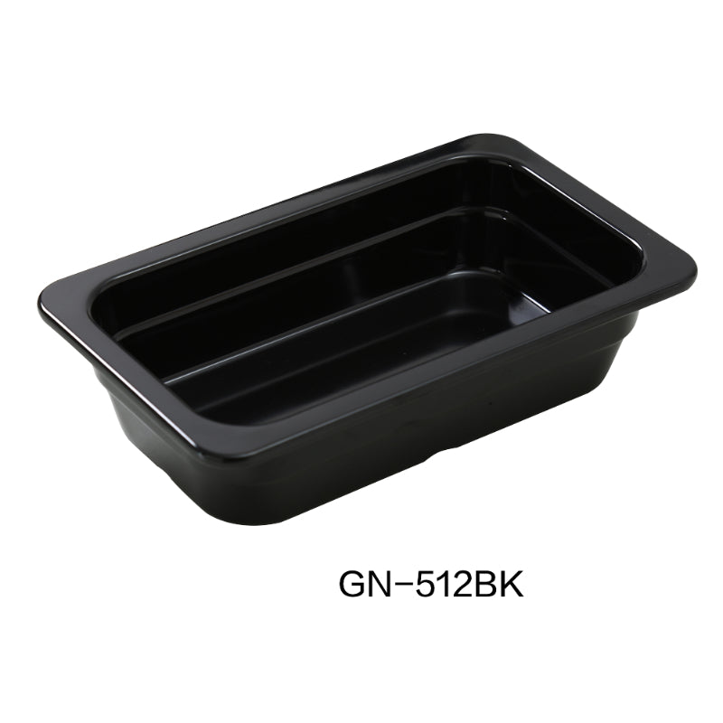 Yanco GN-512BK GN Pan 1/3, 2 Liter, Black, Melamine , Pack of 72 ( 6 Dz )