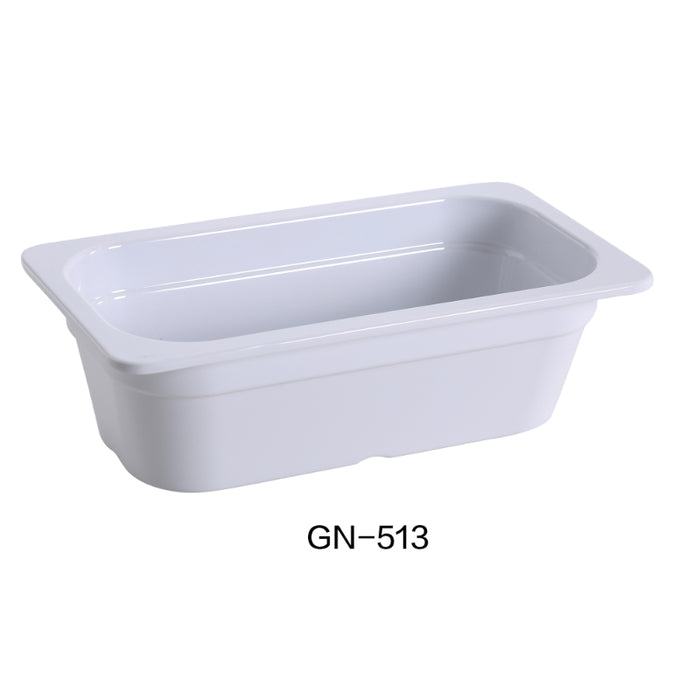 Yanco GN-513, 12.8" x 6.93" x 3.94", GN Pan 1/3, 2.3 Liter, White, Melamine , Pack of 72 ( 6 Dz )