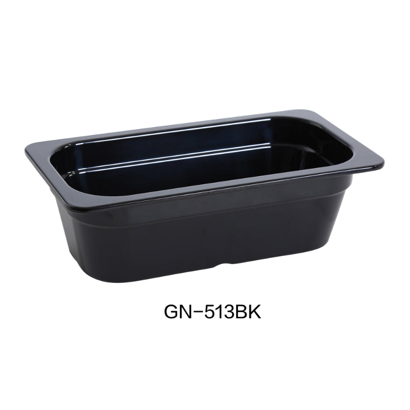 Yanco GN-513BK GN Pan, 2.3 Liter, Black, Melamine , Pack of 72 ( 6 Dz )