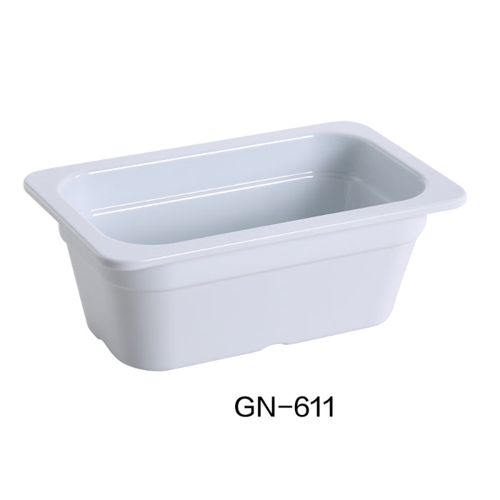 Yanco GN-611, 10.43" x 6.38" x 3.94", GN Pan 1/4, 1.5 Liter, White, Melamine , Pack of 72 ( 6 Dz )