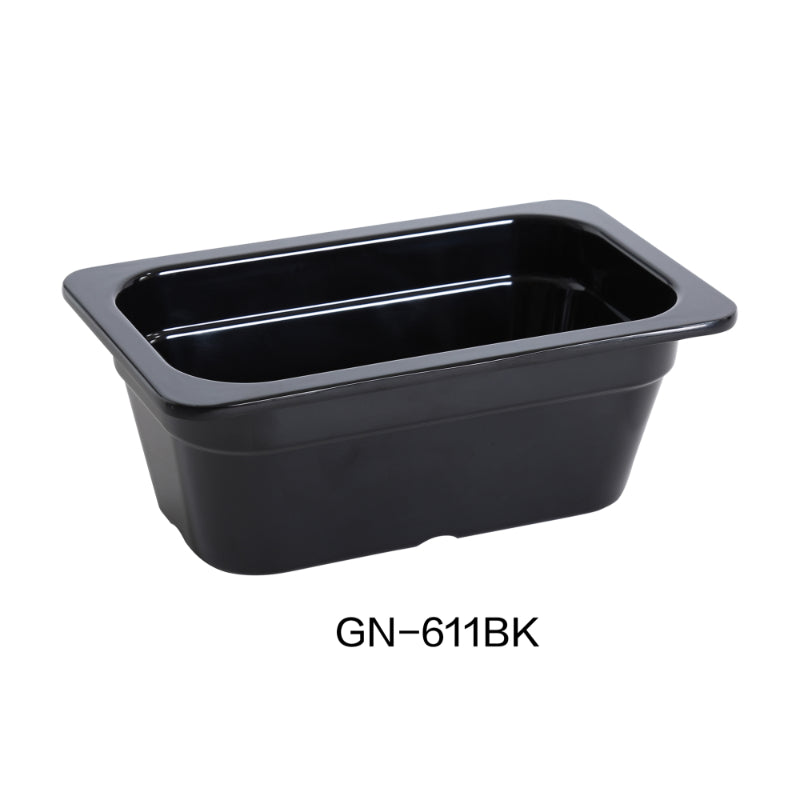 Yanco GN-611BK GN Pan, 1.5 Liter, Black, Melamine , Pack of 72 ( 6 Dz )