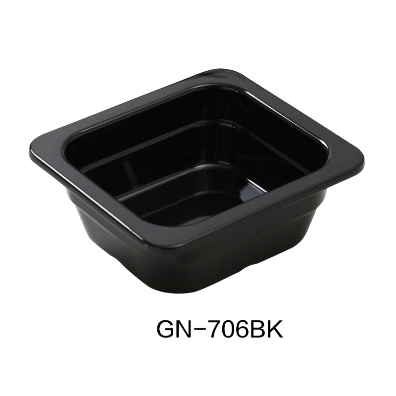 Yanco GN-706BK GN Pan, 26 OZ, Black, Melamine , Pack of 72 ( 6 Dz )