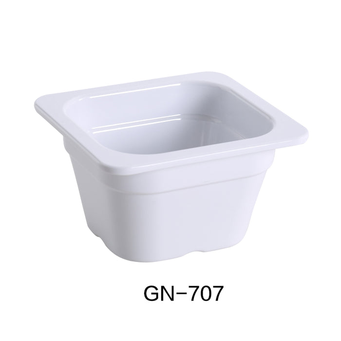 Yanco GN-707, 6.93" x 6.38" 3.94", GN Pan 1/6, 1 Liter, White, Melamine , Pack of 72 ( 6 Dz )