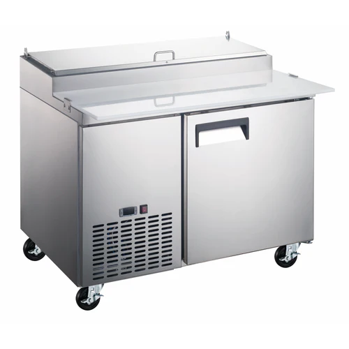 Grista Stainless Steel Pizza Prep Table with Refrigeration and Solid Door