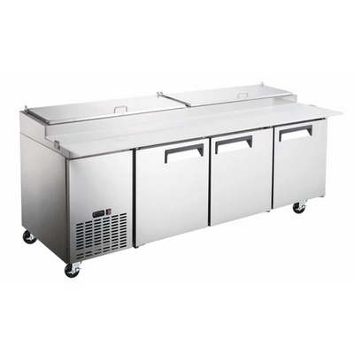 Grista Stainless Steel Pizza Prep Table with Refrigeration and Solid Door