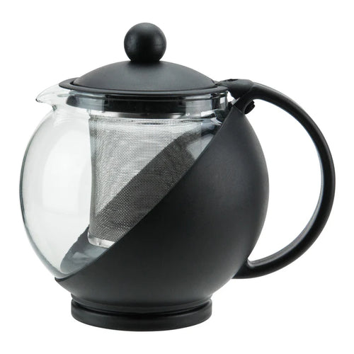 GTP-25 - 25 oz Glass Teapot with Infuser Basket, Black by Winco
