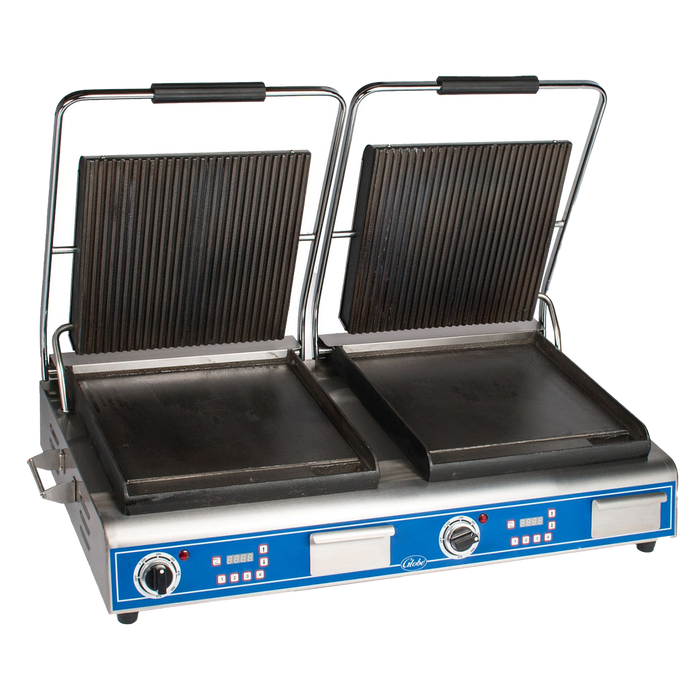 Globe GPGSDUE14D Deluxe 14" Double Combo Plate Electric Sandwich Grill