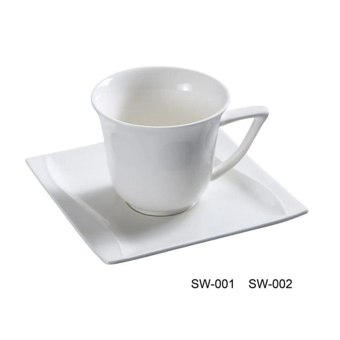 Yanco SW-001 Sea Wave Coffee/Tea Cup, 7 oz, 3.5″ Diameter, China, Bone White (3Dz)