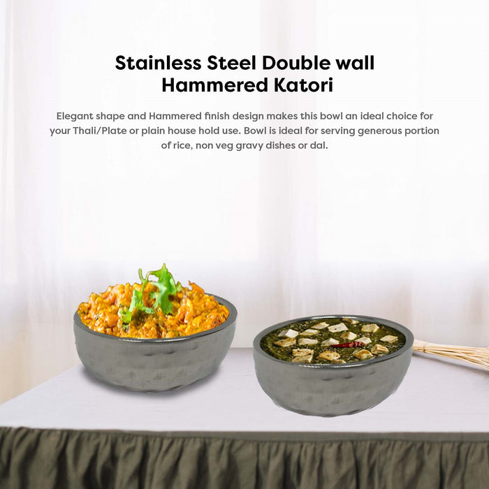Stainless Steel double walled Hammered Katori (Bowl) - 3.5" - 4.5 oz