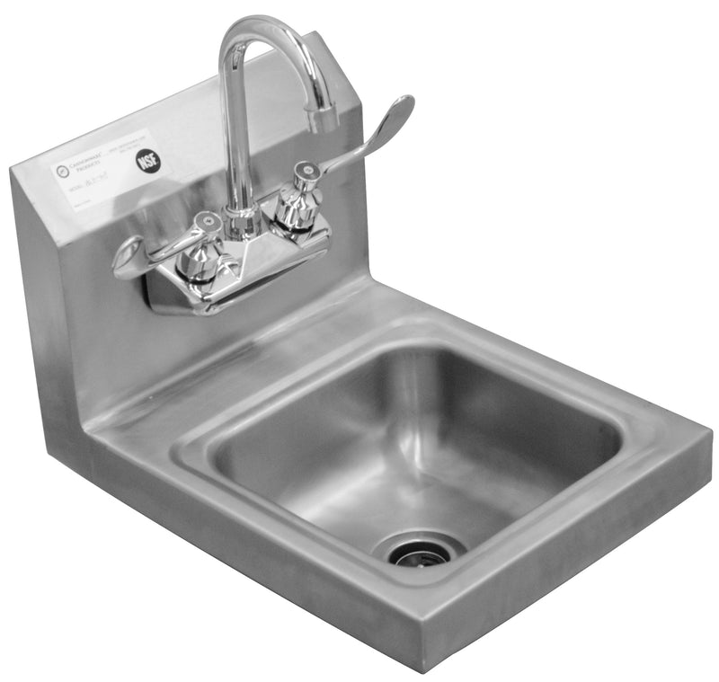 Serve-Ware 17" Wall Mounted Hand Sink with Wrist Faucet – 304 Stainless Steel Commercial Hand Wash Sink (HS15-CWP)