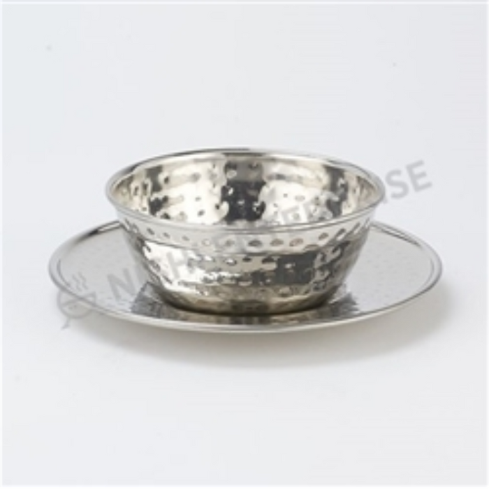 Hammered Stainless Steel Soup Bowl and Plate
