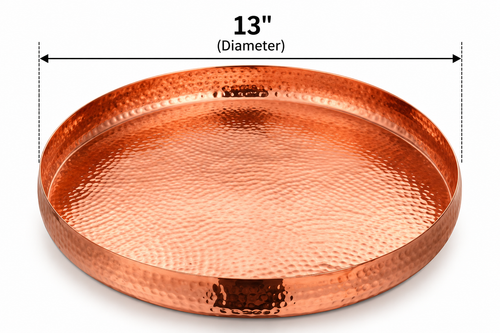 13" Pure Copper Hammered Sovereign Thali – Elegant Serving Plate