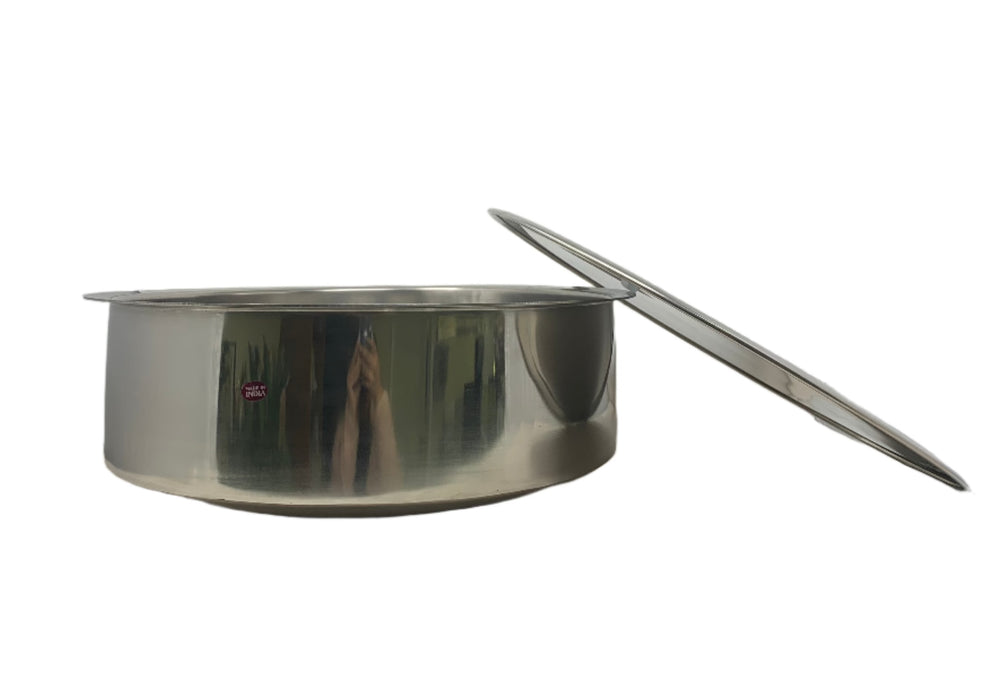 Heavy Bottom and heavy Duty Brazier Style 4 mm thick, Stainless Steel Biryani Lagan - Available in different sizes (comes with complimentary lid fee)