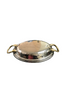 Hammered stainless steel oval dish with reflective finish