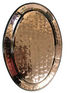 Stainless steel oval tray with decorative hammered copper bottom