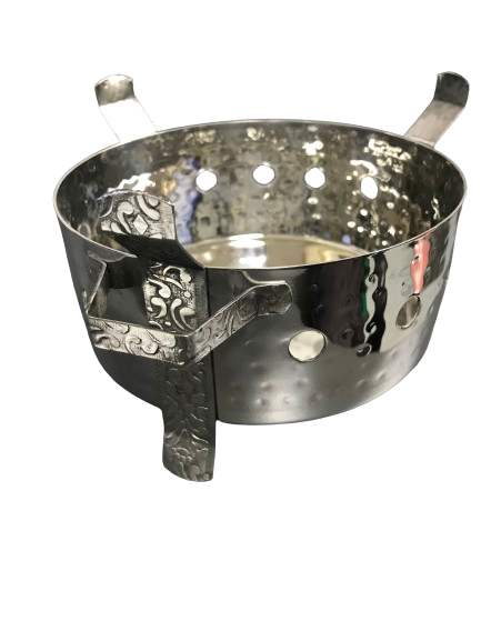 Stainless steel sigdi food warmer with polished finish