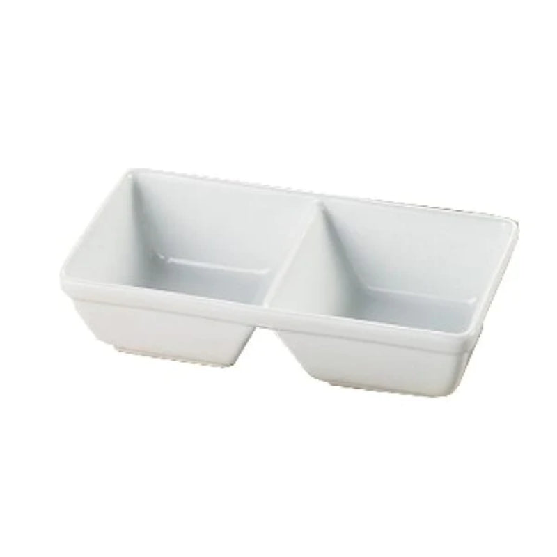 Yanco ML-729 10" X 5 1/2" X 2 5/8" Two Divided Tray, Super White, High Quality Porcelain 16 Oz Each, Pack of 24 (2 Dz)