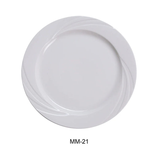 Yanco MM-21 12" Plate, Embossed Pattern Bone, White Durable China, Pack of 12 (1 Dz)