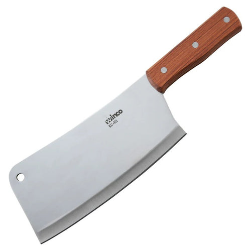 Cleaver with Wooden Handle - Winco KC-301 - Heavy-Duty - 8" x 3-1/2" Blade
