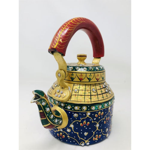 Tea kettle - Beautifully Hand Painted With Traditional Rajasthani/ Mughal Art/ Stone Design