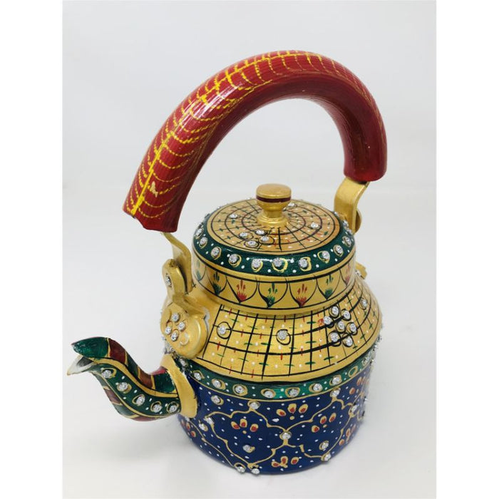 Tea kettle - Beautifully Hand Painted With Traditional Rajasthani/ Mughal Art/ Stone Design