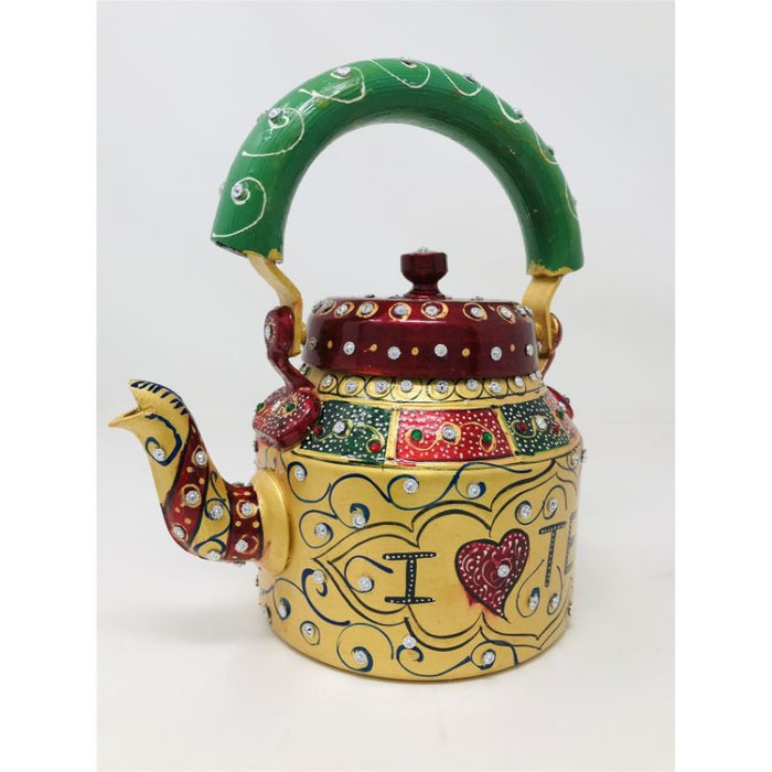 Tea kettle - Beautifully Hand Painted With traditional Rajasthani/ Mughal Art/ Stone Design