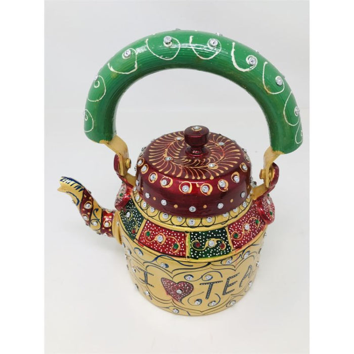 Tea kettle - Beautifully Hand Painted With traditional Rajasthani/ Mughal Art/ Stone Design