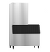 Commercial Hoshizaki KM-1340MRJZ crescent cuber icemaker with stainless steel design
