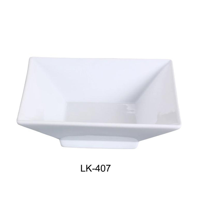 Yanco LK-407 7.25″ Square Bowl with Foot, 12 oz Capacity, Porcelain, Bone White (2Dz)
