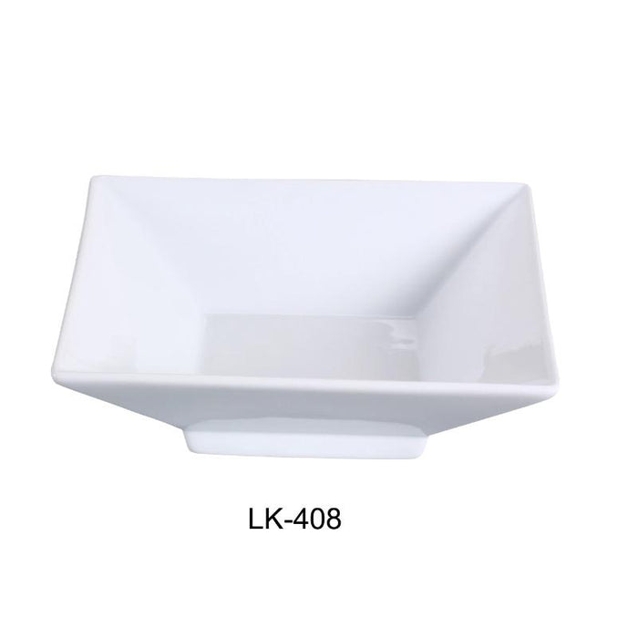 Yanco LK-408 8.5″ Square Bowl with Foot, 28 oz Capacity, Porcelain, Bone White (1Dz)