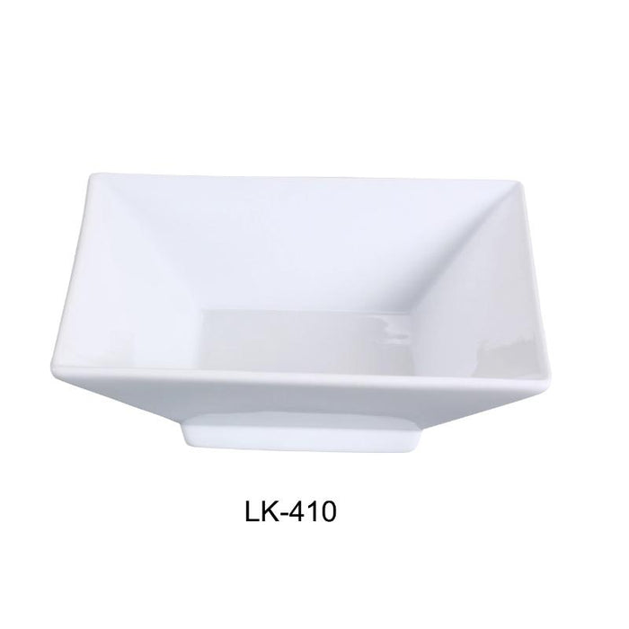 Yanco LK-410 10.75″ Square Bowl with Foot, 64 oz Capacity, Porcelain, Bone White (1Dz)