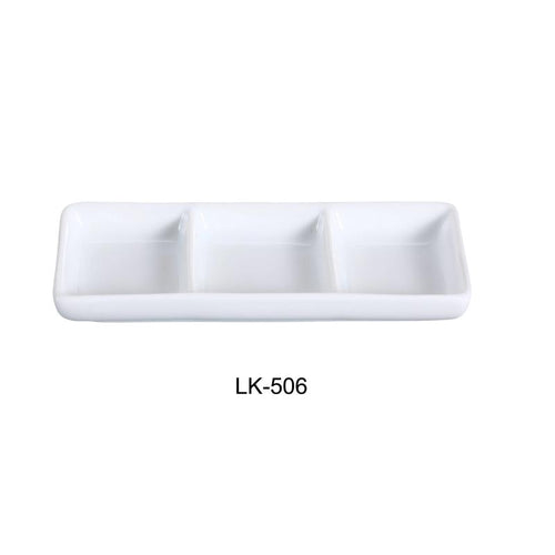 Yanco LK-506 Triple Dish, 1.5 oz /Well, Porcelain, Bone White (3Dz)