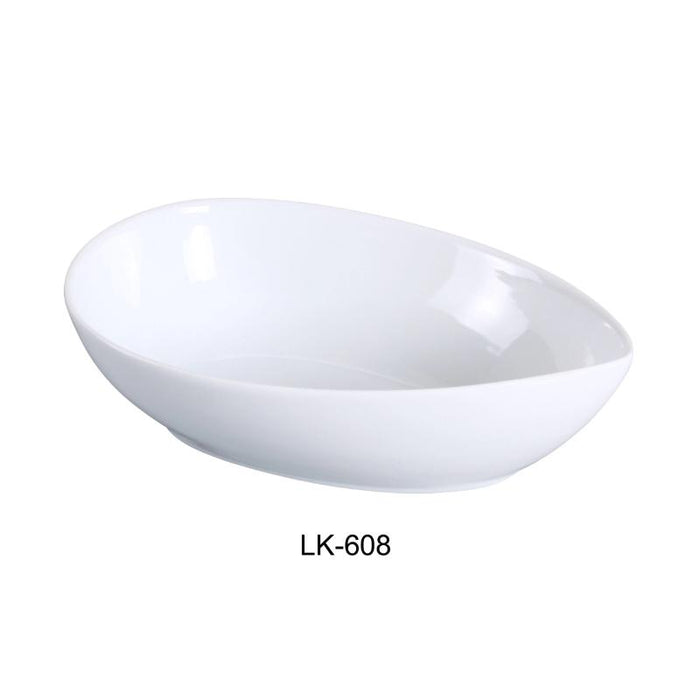 Yanco LK-608 Waterdrop Shape Bowl, 25-Ounce, 8.5″ Length, Porcelain, Bone White (2Dz)