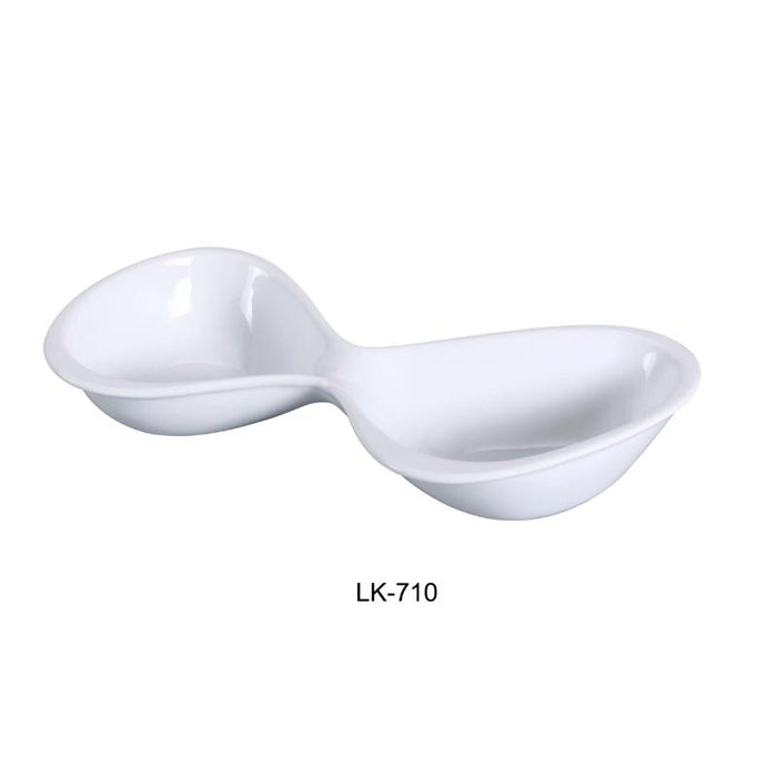 Yanco LK-710 Double Bowl, 4-oz Each, 10.25″ Length, Porcelain, Bone White (2Dz)