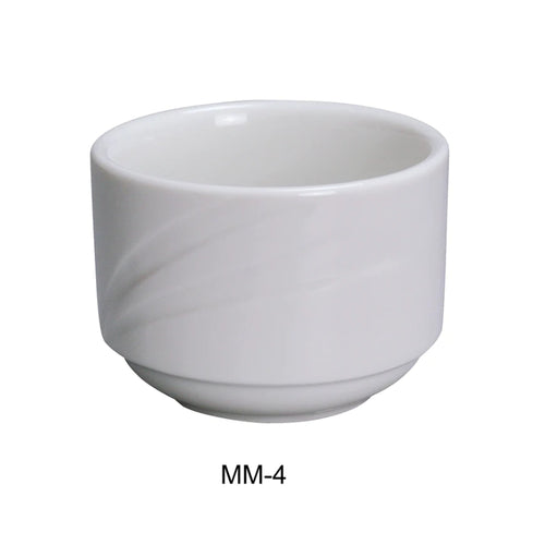 Yanco MM-4 3 1/2 X 2 1/2" H Bouillon, Embossed Pattern Bone, White Durable China 7.5 Oz, Pack of 36 (3 Dz)